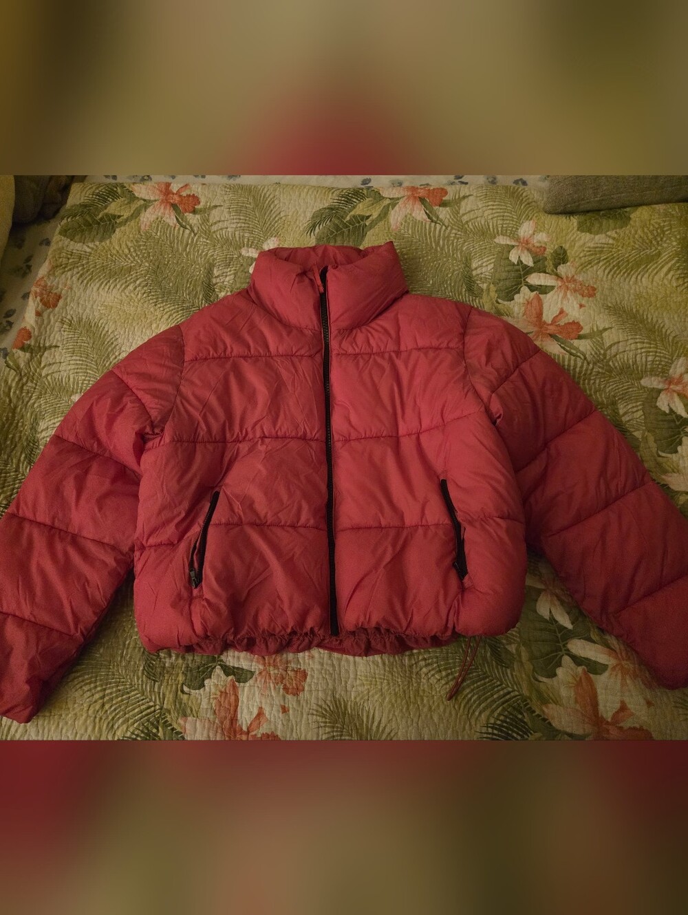 Pink Cropped Puffer Jacket